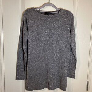 Edit By Jeanne Beker Women's Silver Sparkly Shiny Top Party Size M Long Sleeves